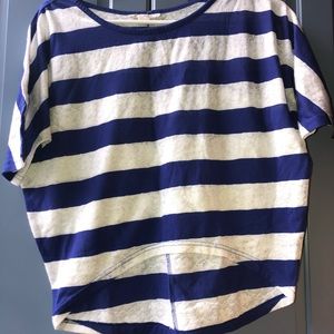 Blue and White Lace Stripped Shirt